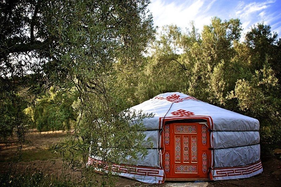 Luxe yurt tussen olijfbomen bij Casa Valle de Oro in het zonnige Andalusië