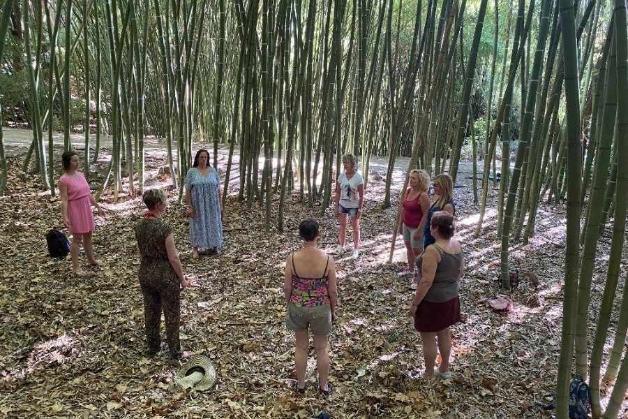 Yoga in Botanische tuinen van malaga